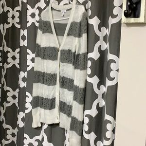 Grey and white striped cardigan